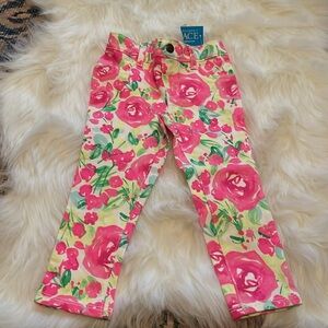 Floral Pink and Green girls pants